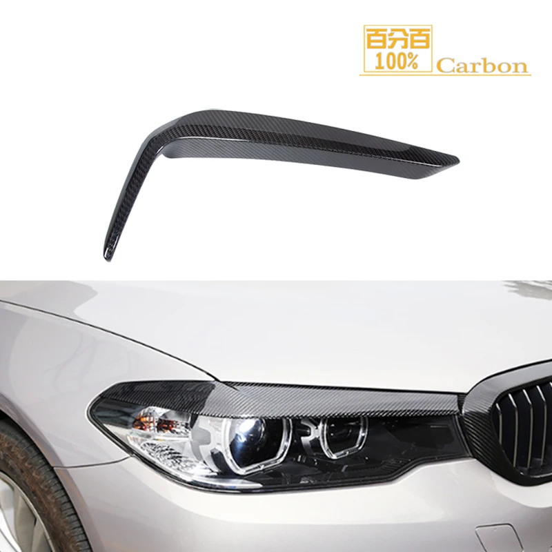 100% Carbon Fiber For 2017 Models BMW 5 Series Front Fog Lamp Eyebrow Eyelid Stick on