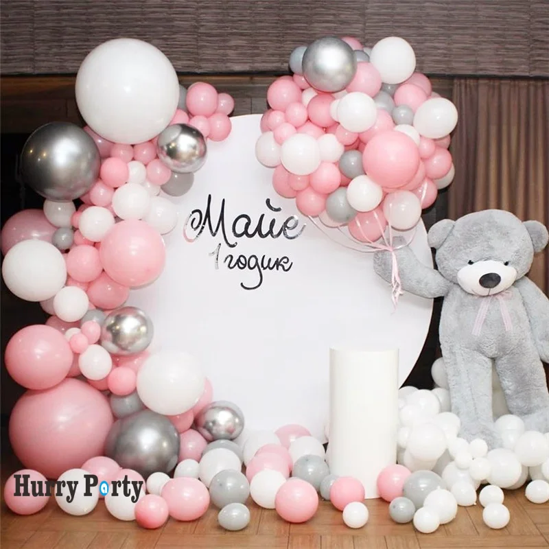 

182Pcs Birthday Balloon Garland Kit White Pastel Pink Balloon Arch Wedding Decoration Bridal Shower Party Baby Deco Supplies