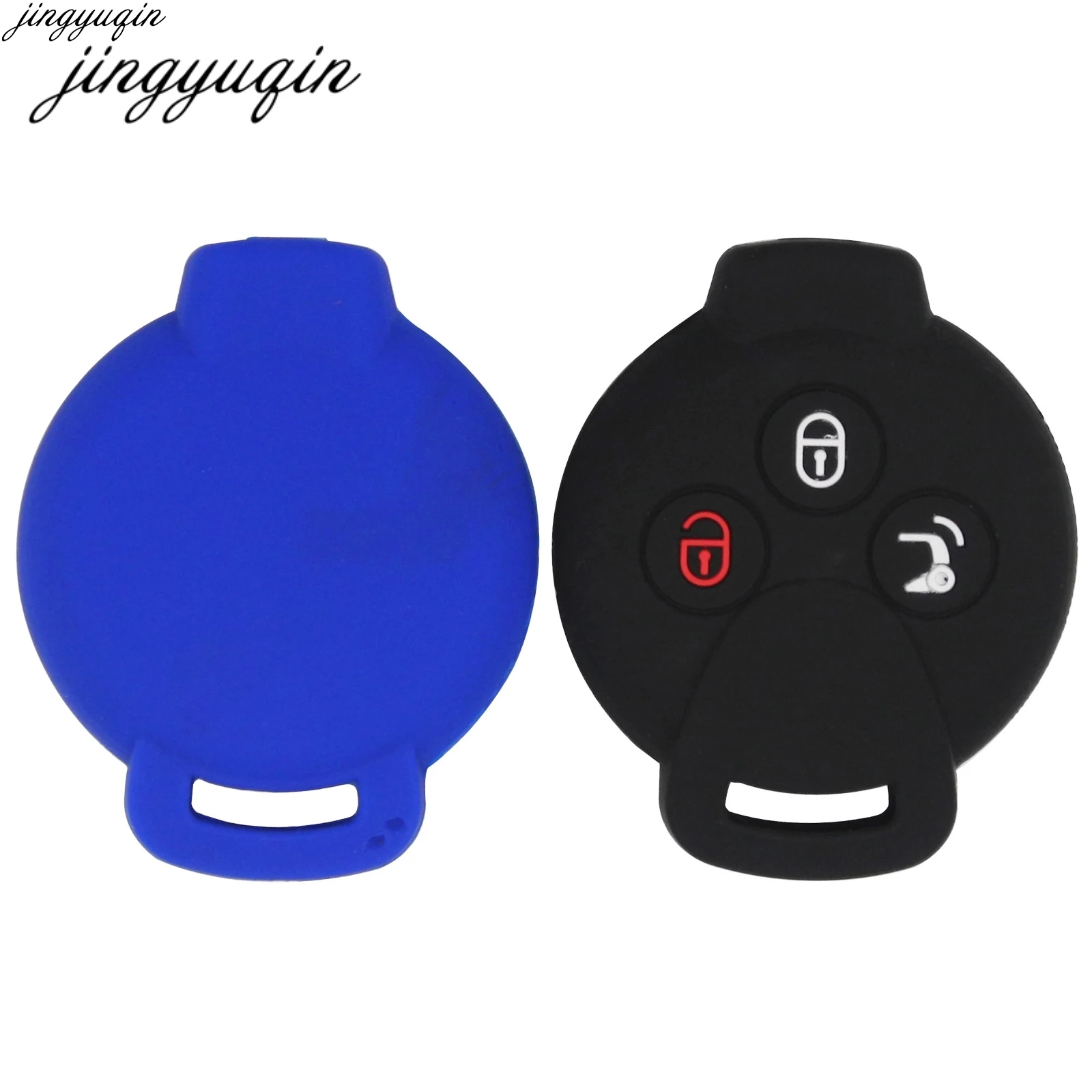 

Jingyuqin Silicone Car Key Case Cover For Benz Smart City Roadster 3 Buttons Key Case Shell