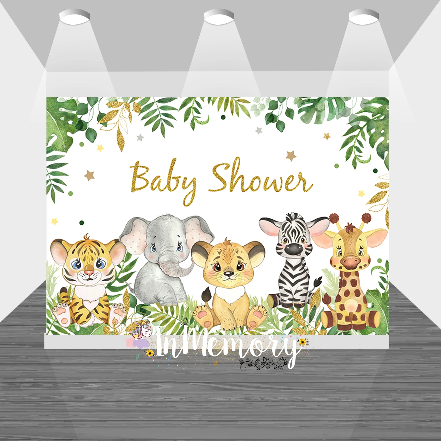 Safari Party Photo Backdrops Animals Lion Elegant Giraffe Boy 1st Birthday Photographic Background Baby Shower Banner Poster