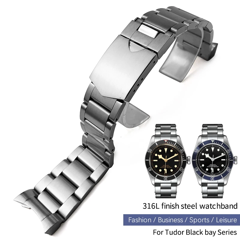 SCHIK For Tudor Heritage Black Bay Pelagos Silver Bracelets Solid Watch Strap 22mm 316L Stainless Steel Watchband