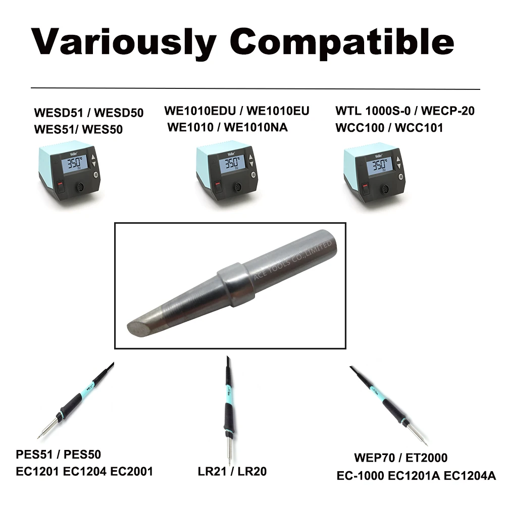 Сменный наконечник для паяльника ETCC, скос 3,2 мм, подходит для WELLER WES51 WES50 WESD51 WE1010NA we10eu PES51 PES50 LR21 LR20, сварочное долото