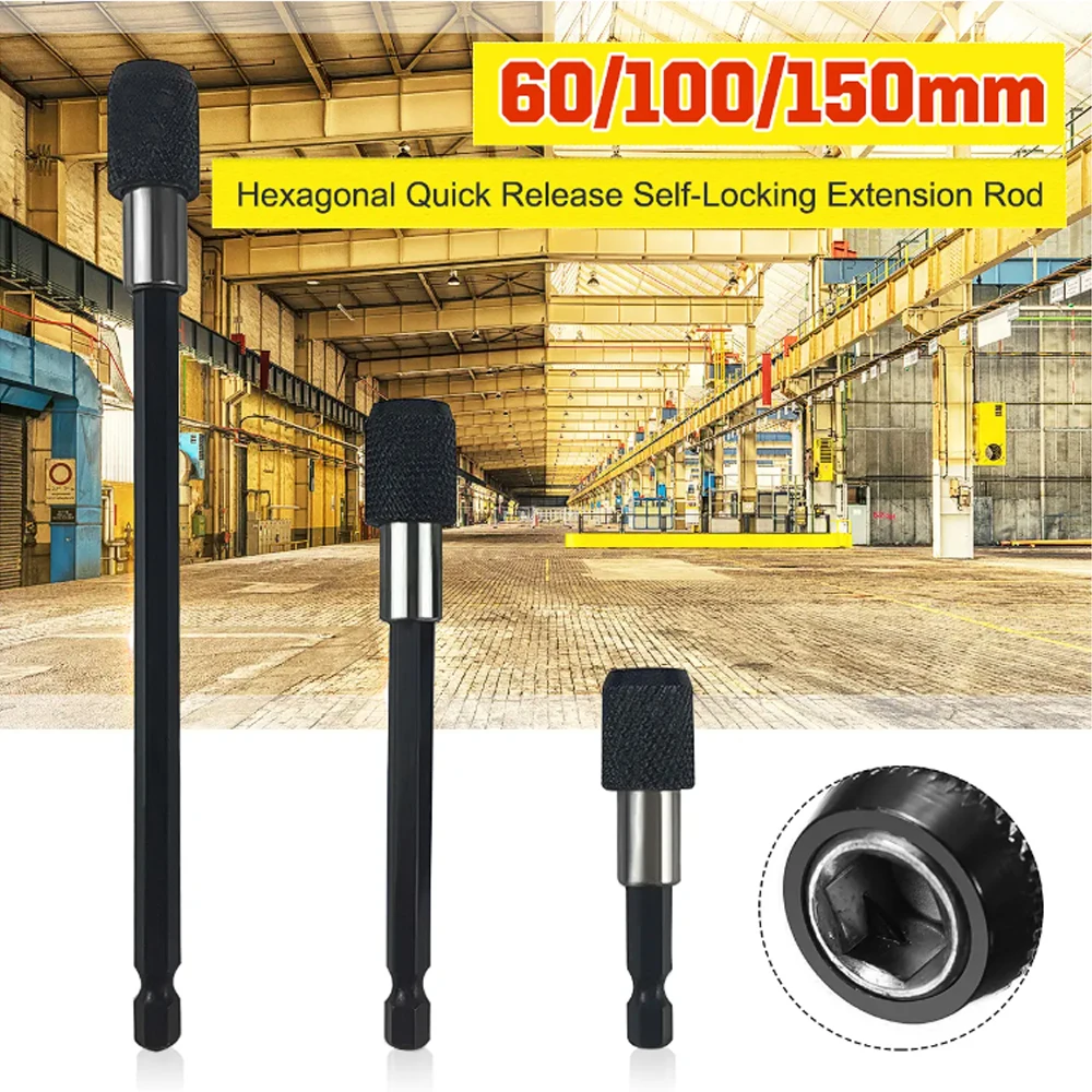 WENXING 60-150mm Hexagonal Electric Drill Extension Rods Quick Release Self-Locking Screwdriver Bit Holder