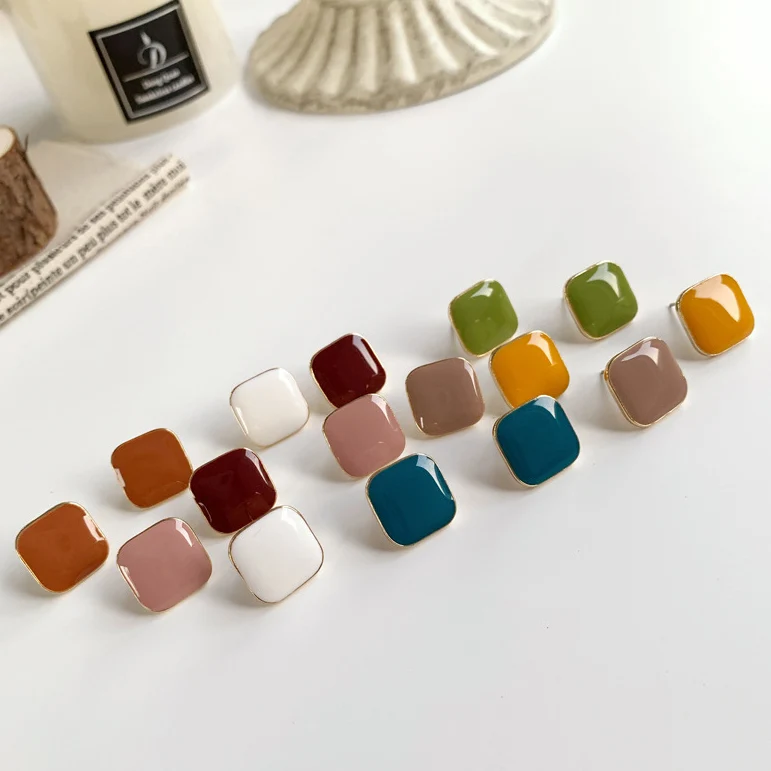 9 Colors Black/White Enamel Korean Stud Earrings For Women 2020 Fashion Jewlery Simple Female Earring Oorbellen Aretes De Mujer