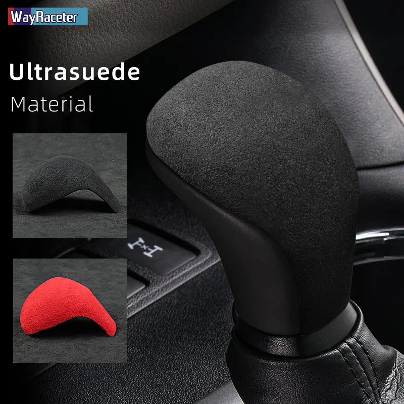 

Ultrasuede Top Suede Car Wrapping ABS Gear Shift Knob Sticker Cover For Toyota Highlander XU50 Land Cruiser J200 Prado J150