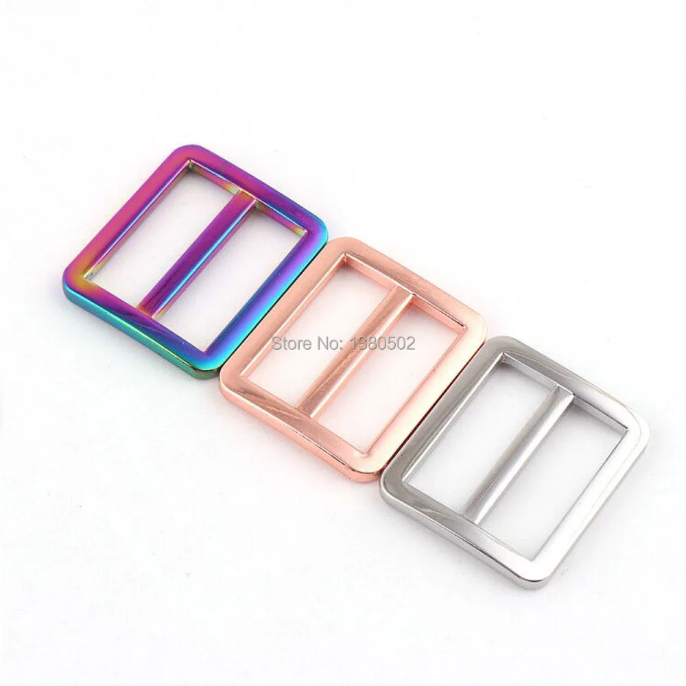 10PCS/lot Rose gold/rainbow/gold/black Slider buckles Alloy Tri-Glide Slider buckle for 25mm Strap Belt Bags Garment Accessories