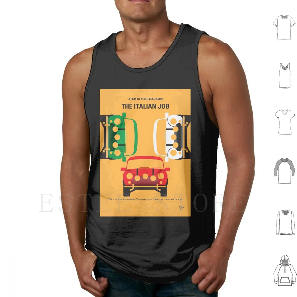 No279-El trabajo italiano cartel de película minimalista camisetas sin mangas chaleco trabajo italiano rouba oro Charlie Croker tres Mini Coopers Torino