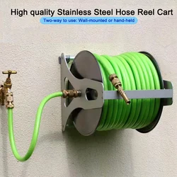 HEMAN Stainless Steel Wall Mounted 40m Hand Held Brass Hose Connectors Reel Cart  Garden Tools