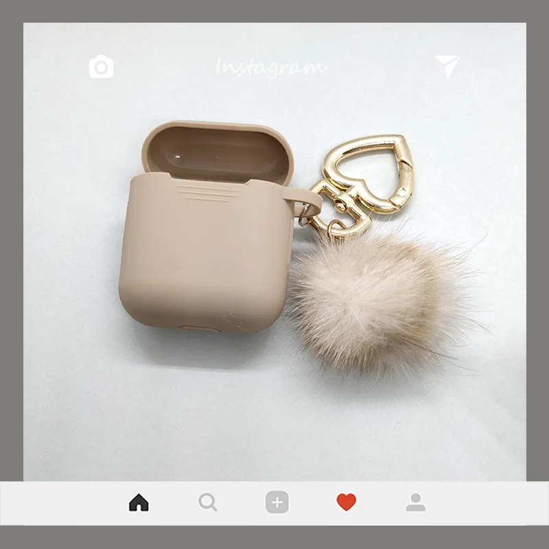 Lindo llavero de bola de pelo de visón para Apple AirPods 4 Pro 2 funda de silicona para auriculares inalámbricos para Airpods 2/3 funda para caja de auriculares