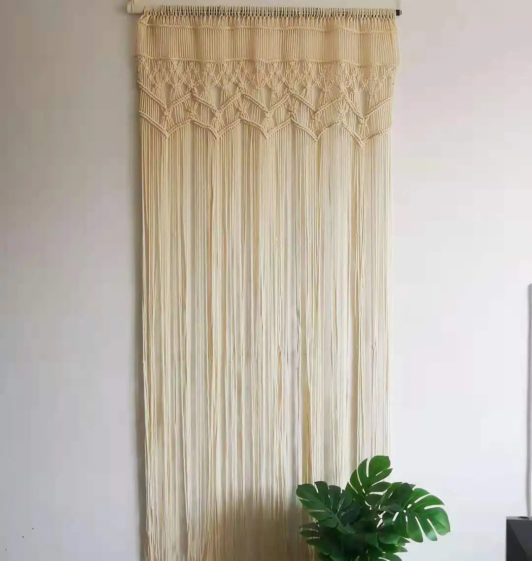 

90 x175cm Macrame Curtain Cotton Woven Hand Woven Bohemian Tapestry For Room Divider Window Door Curtains Wedding Background