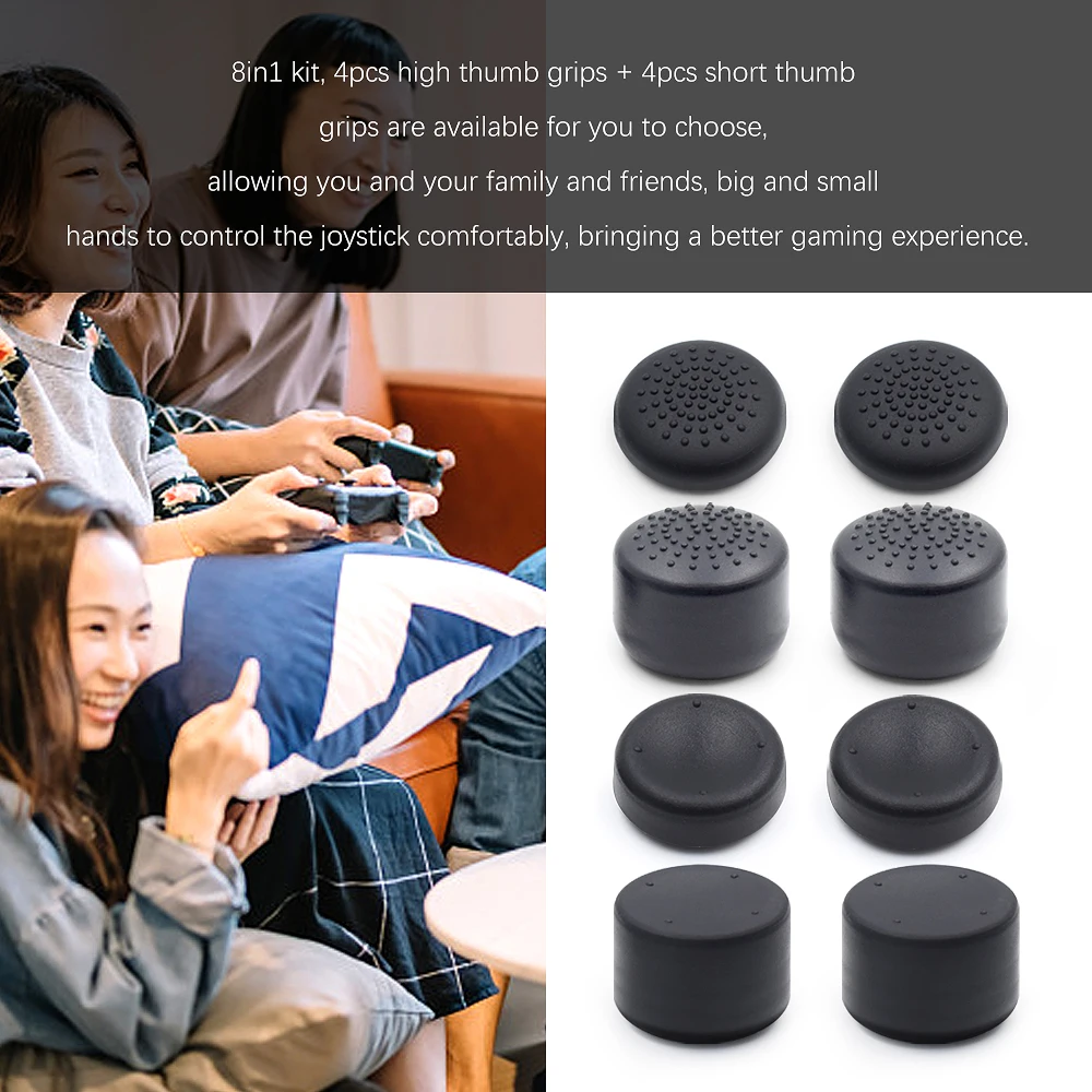 8Pcs PS5 Controller จุดซิลิโคนเพิ่ม Anti-Slip Thumb Stick Grips ปุ่ม Caps สำหรับ Playstation 5 /PS4