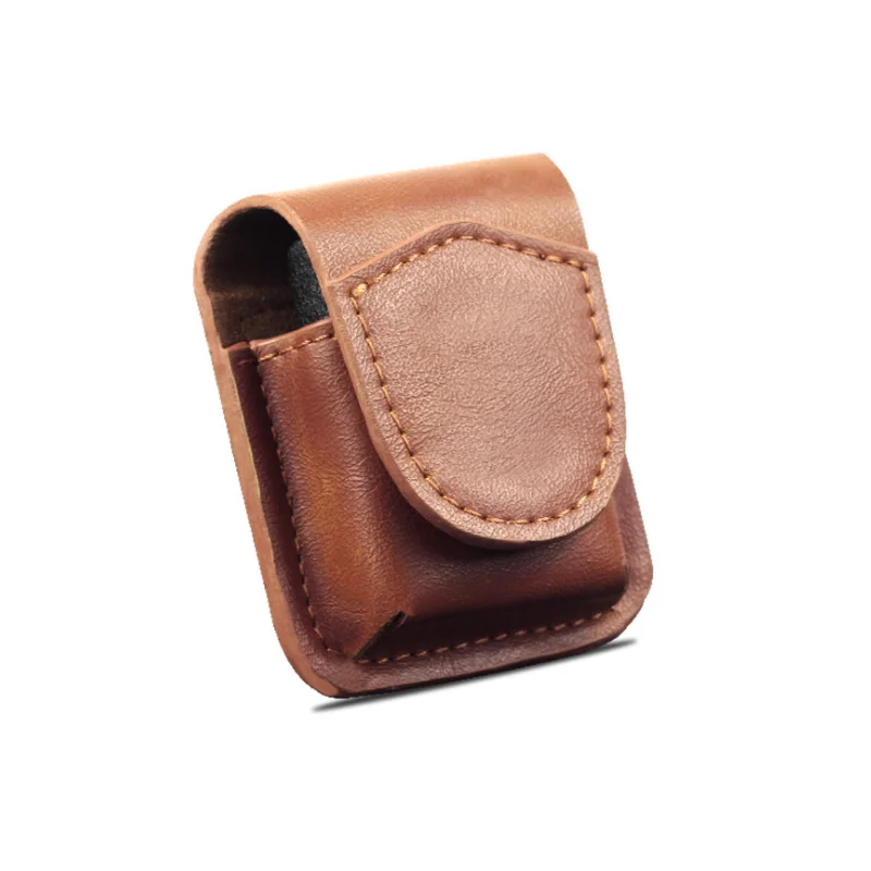 Genuine Brown Leather Lighter Case Storage Cover Oil Lighter Holster cover Pack Belt Clip Hunting Camping Waist Holster