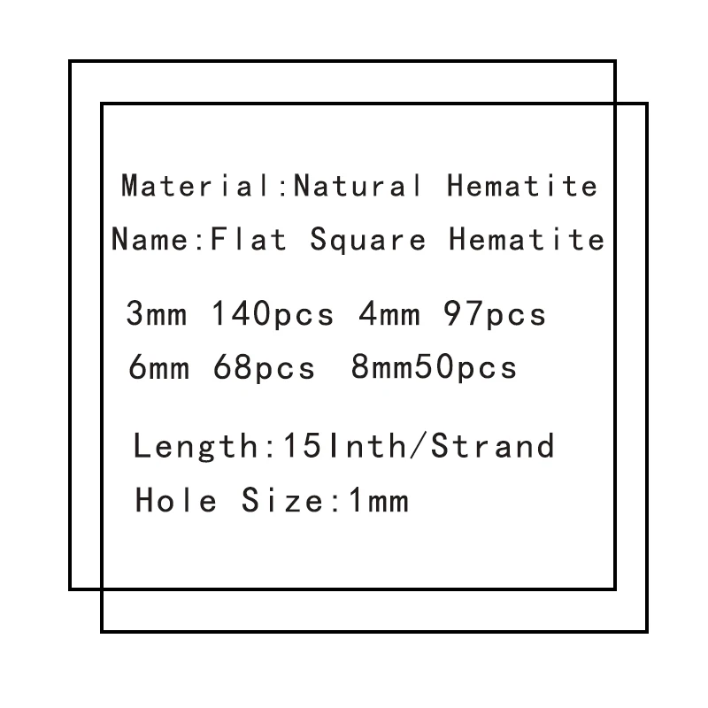 YHBZRET Flat Square Black Hematite Natural Stone Spacer Cuboid Loose beads For Jewelry making 3/4/6/8MM bracelet accessories DIY