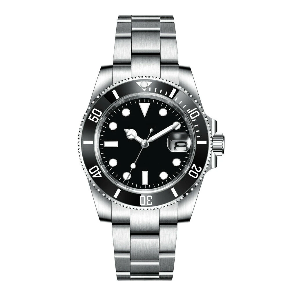 Imagem -04 - Sub Nh35a Relógio para Homens de Luxo 904l Pulseira Estéril Preto Esportes Relógio à Prova Impermeável Água Relógio Masculino Pt5000 Aço Inoxidável 38 mm