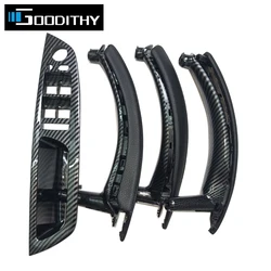 LHD Car Interior Door Carbon Fiber Pull Handle Armrest Cover Trim For BMW X5 X6 E70 E71 2007-2013