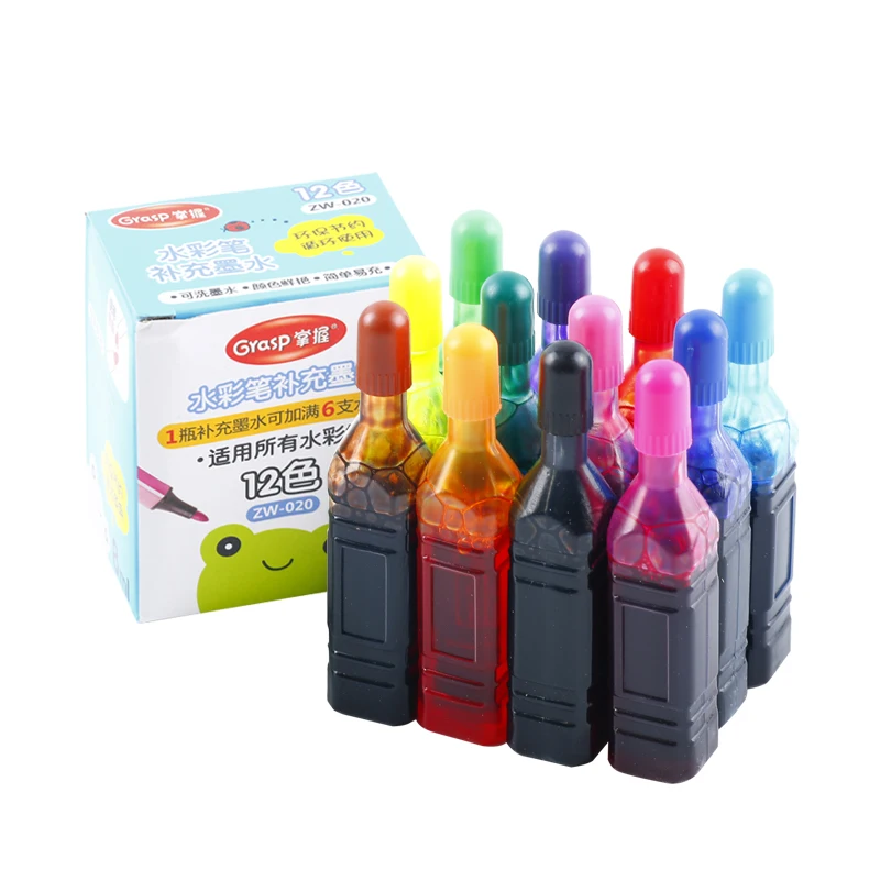 Watercolor Pen Refill  Washable Replenishing Ink Color Ink 12/18/36 Colors