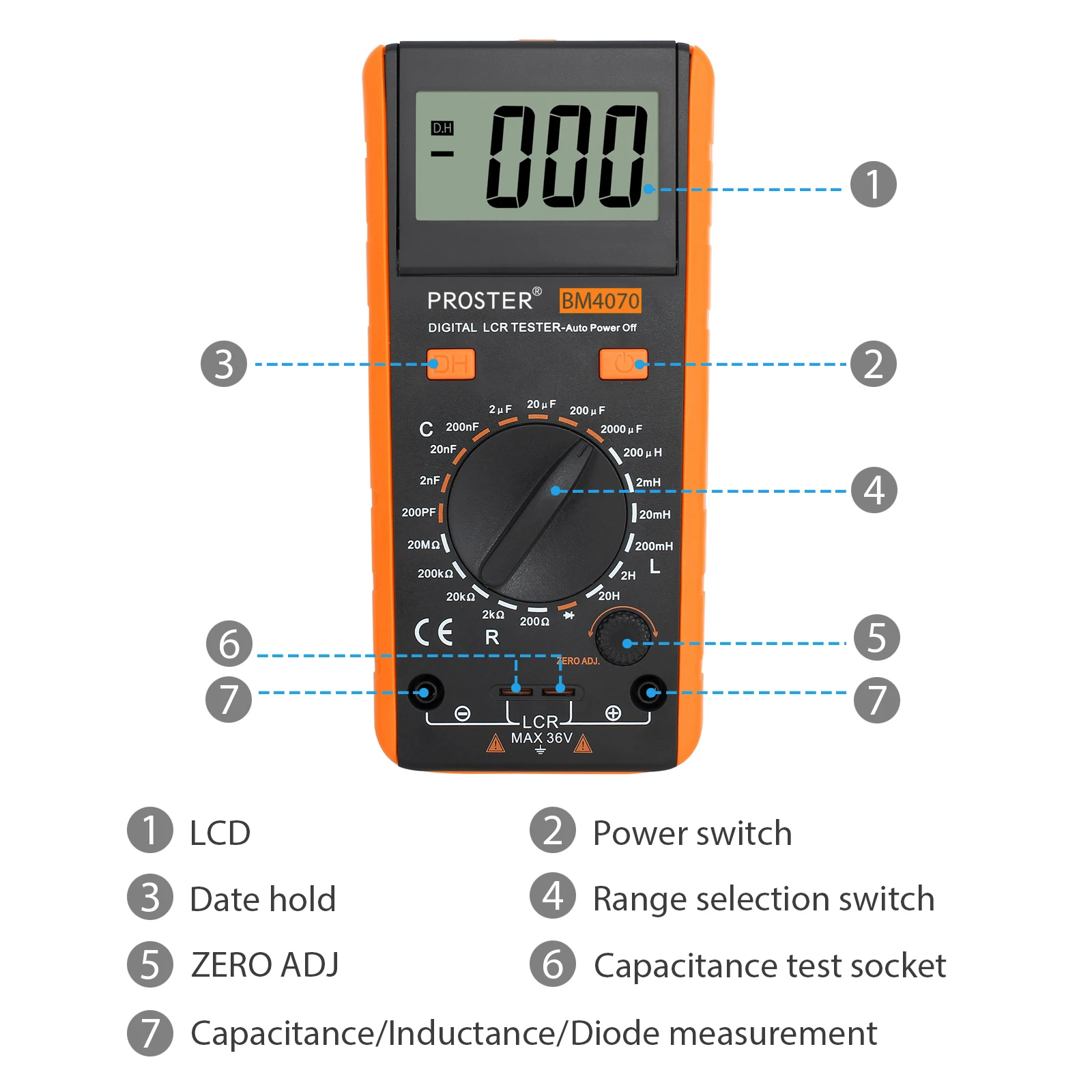 Neoteck LCR Meter Multimetro Tester per Capacità Resistenza Induttanza Coccodrillo Strumento di Misura con Borsa BM4070