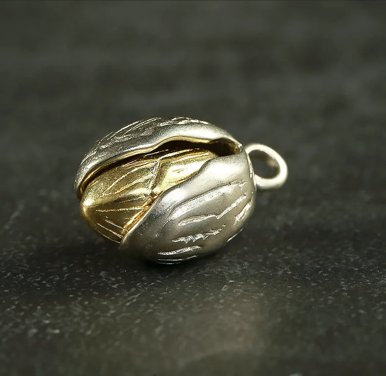 retro Brass pistachio nut craft DIY ornament Miniature Keychain ring Pendant accessories m021