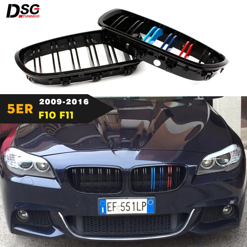 

2-Slat ABS Kidney Front Bumper Racing Grill For BMW 5 Series F10 F11 F10(M5) Gloss Black Kidney Grill 2009 - 2016 528i 535i