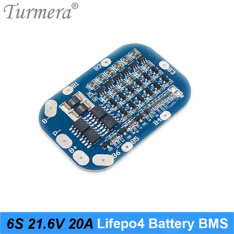 Turmera-Module de carte protégée pour batterie au lithium et fer BMS, tournevis et vélo électrique, 6S, 20A, 19.2V, 21.6V, 32650, 32700, veFePO4
