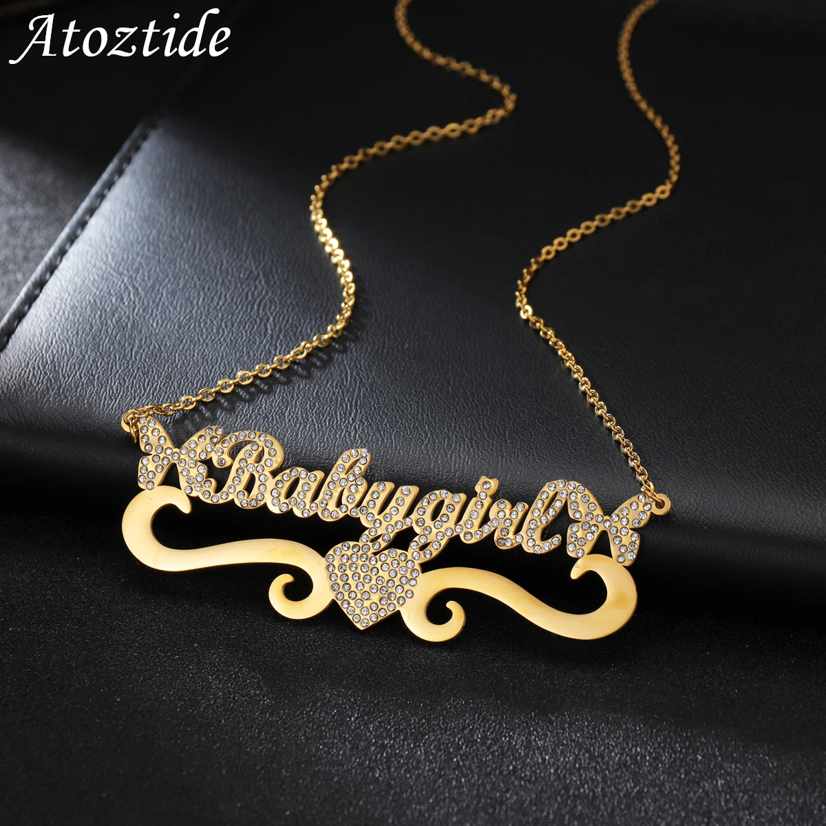 Custom Personalized Name Stainless Steel Necklaces Cubic Zircon Letters for Women Bling Pendant for Women Jewelry Dropshipping