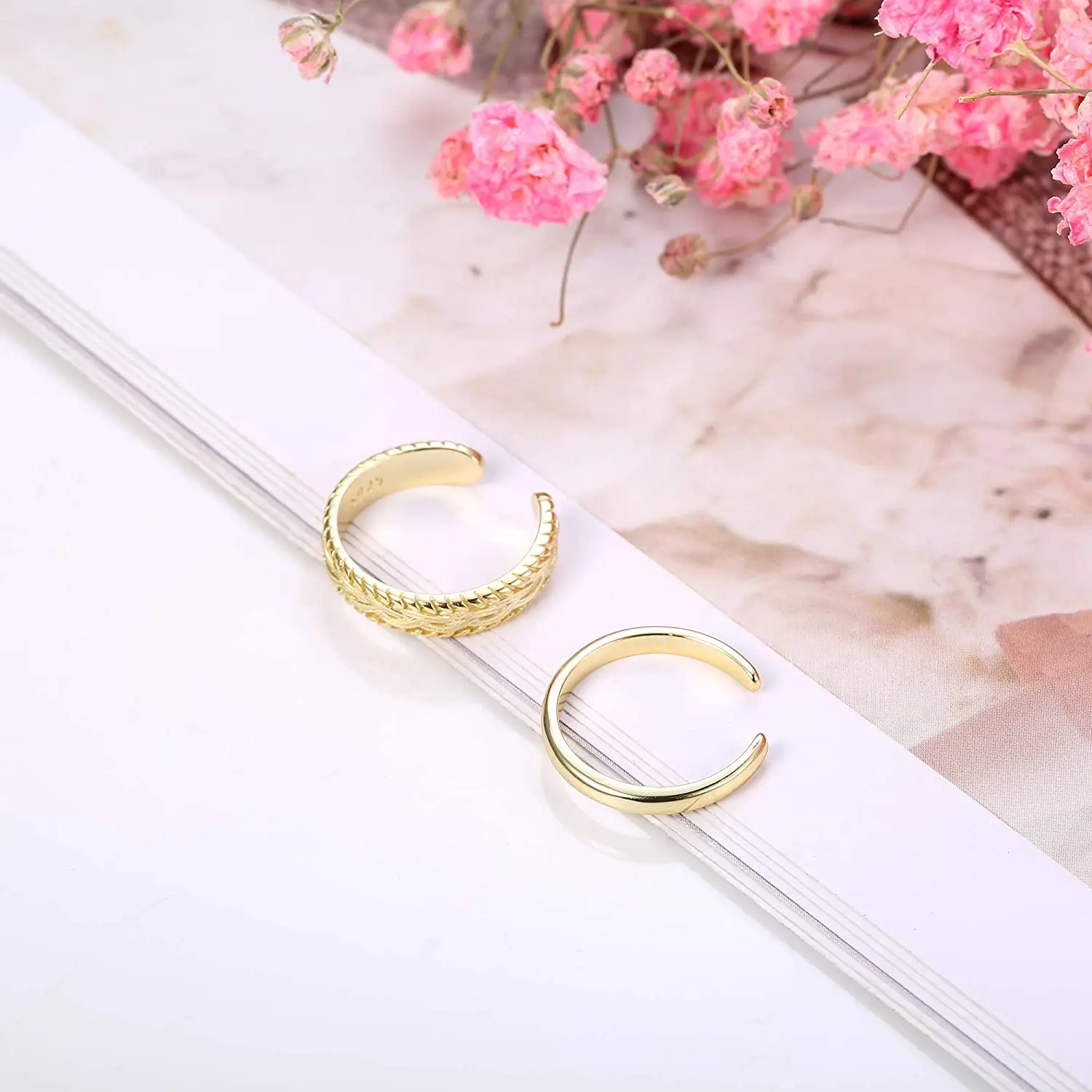 2-teiliger Zehenring aus Edelstahl für Damen und Mädchen, Retro-Vintage-Design, verstellbares Ring-Set, Sommer-Strand-Schmuck