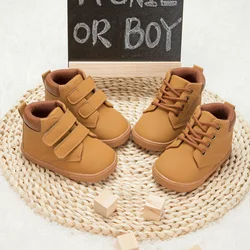 Meckior Kids Shoes Classic Children's Booties Boys Girls Shoes Non-slip Rubber Sole Khaki Baby Shoes High Gang Children's Shoes