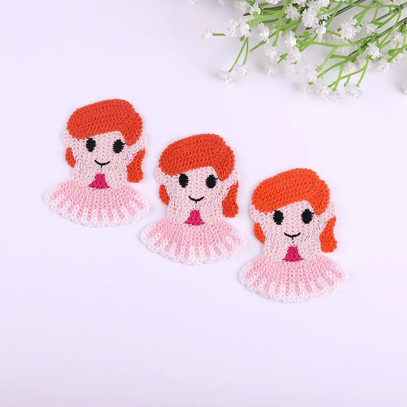 Lã colorida infantil de malha Cartoon princesa Patch, clip BB bonito coreano, hairpins doce menina, Headwear, acessórios de cabelo, 10pcs