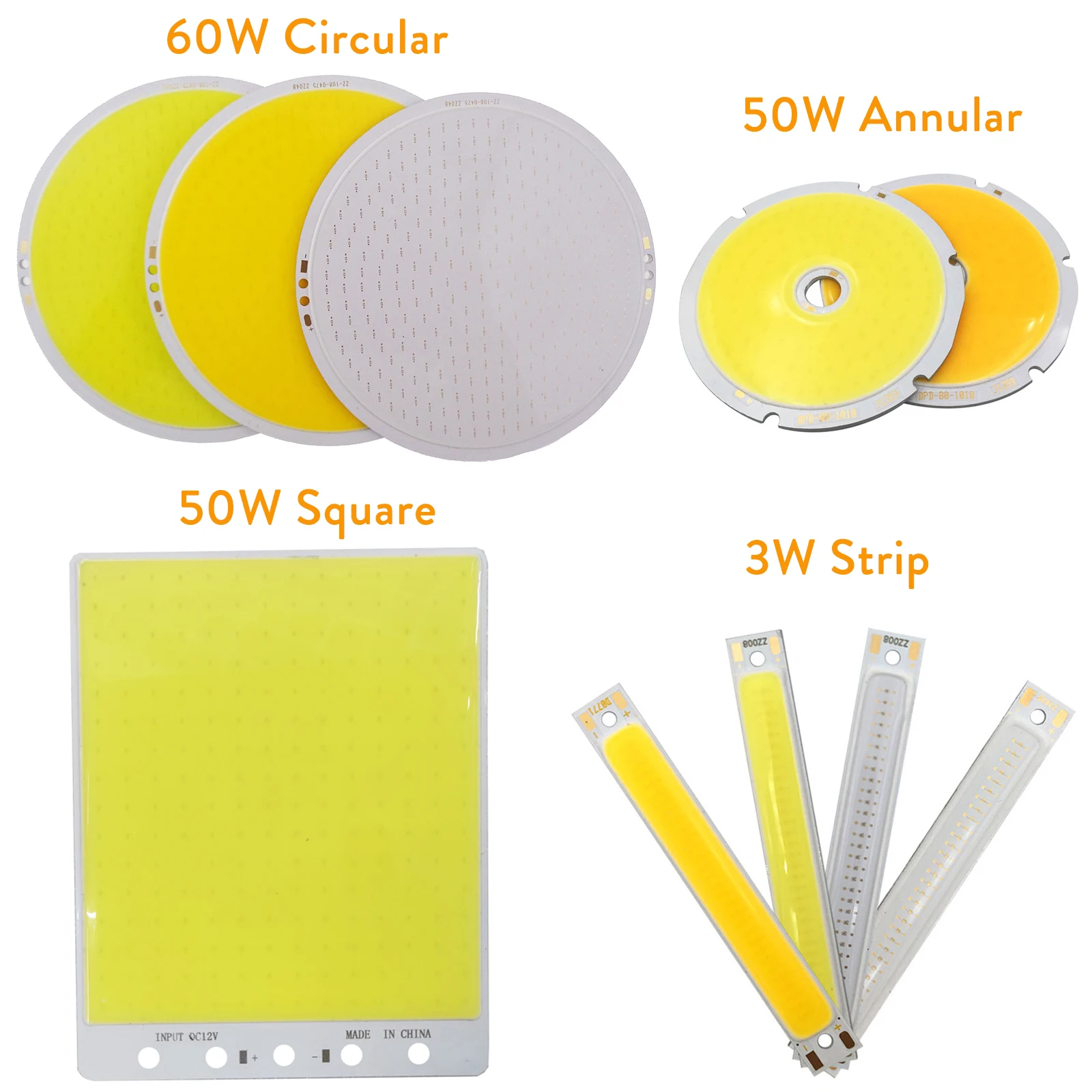 Ultra Bright 60W LED COB Chips Beads 3W 50W Strip Light Panel Lamp Floodlight Worklight Source Bulb DC 3V 12V 30V Multicolor