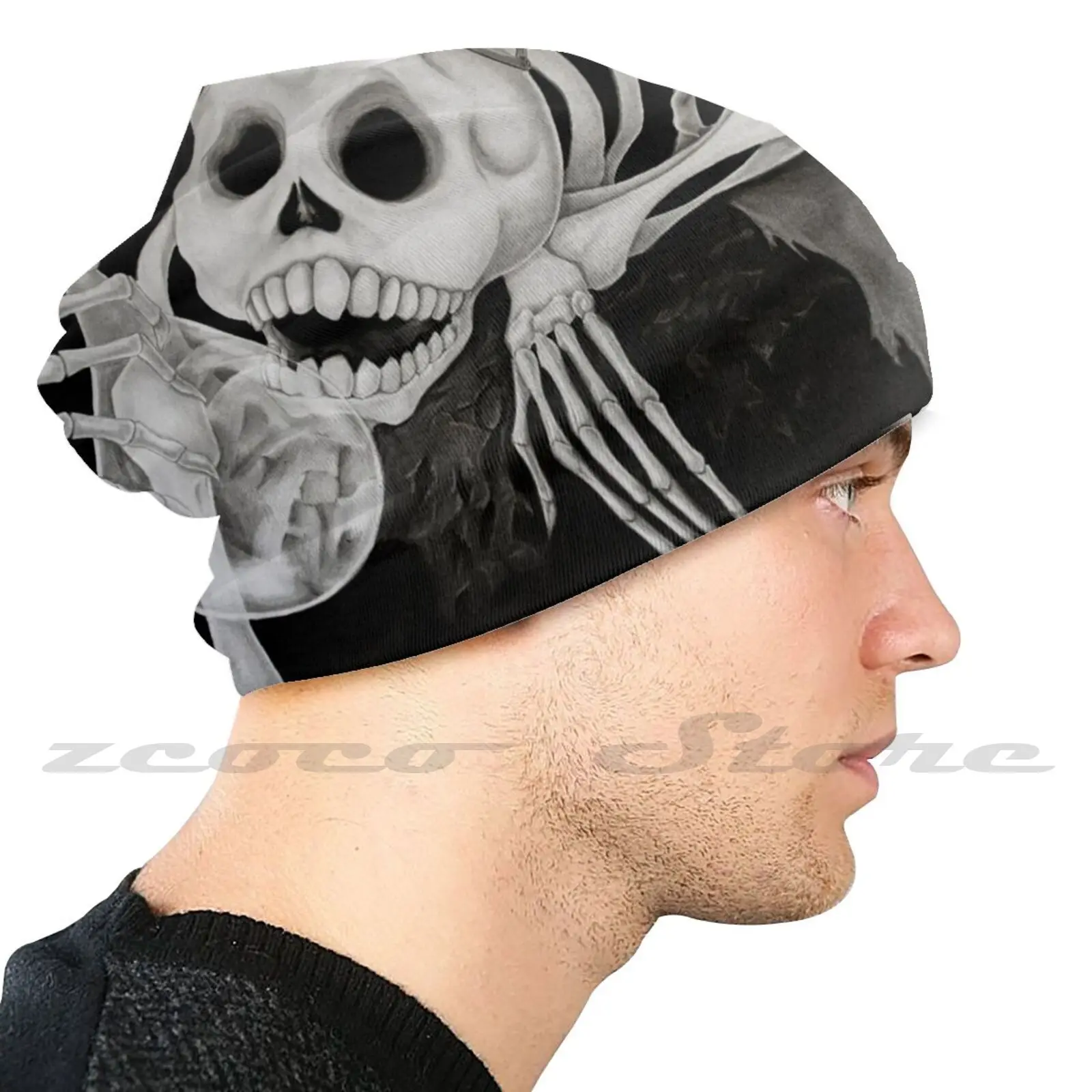 Skeleton-The Last Unicorn Personalized Pattern Knit Hats Plus Size Elastic Soft Cap Thelastunicorn Skeleton Fanart Movie Last