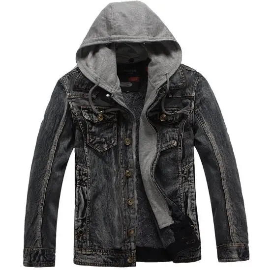 

Men Winter Jacket and Coats Brand Hoodde Denim Jacket Fashion Mens Jeans Jacket Thick Warm Winter Outwear Male Cowboy M-3XL