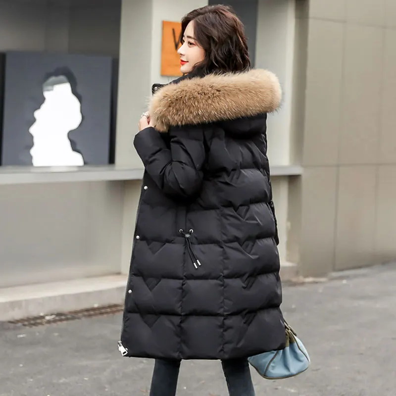 Real Natural Raccoon Fur Long Down Parkas Women White Duck Down Jacket Winter Jacket Women Thick Warm Snow Female Down Coat