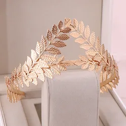 Greek Roman Goddess Olive Leaf Metal Headbands Headdress Bride Tiara Wedding Accessories Miss Universe Girl's Crown Head Jewelry