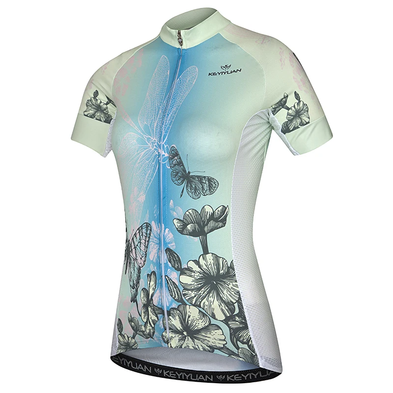 

KEYIYUAN New Retro Cycling Jersey Women Short Sleeve Racing MTB Shirts Bike Top Bicycle Clothing Maillot Ciclismo Mujer Verano