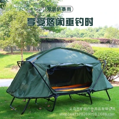 Outdoor Thickened Oxford Cloth Warm Off the Ground Tent, Double-Layer, Rainproof, Double Camping, Fishing