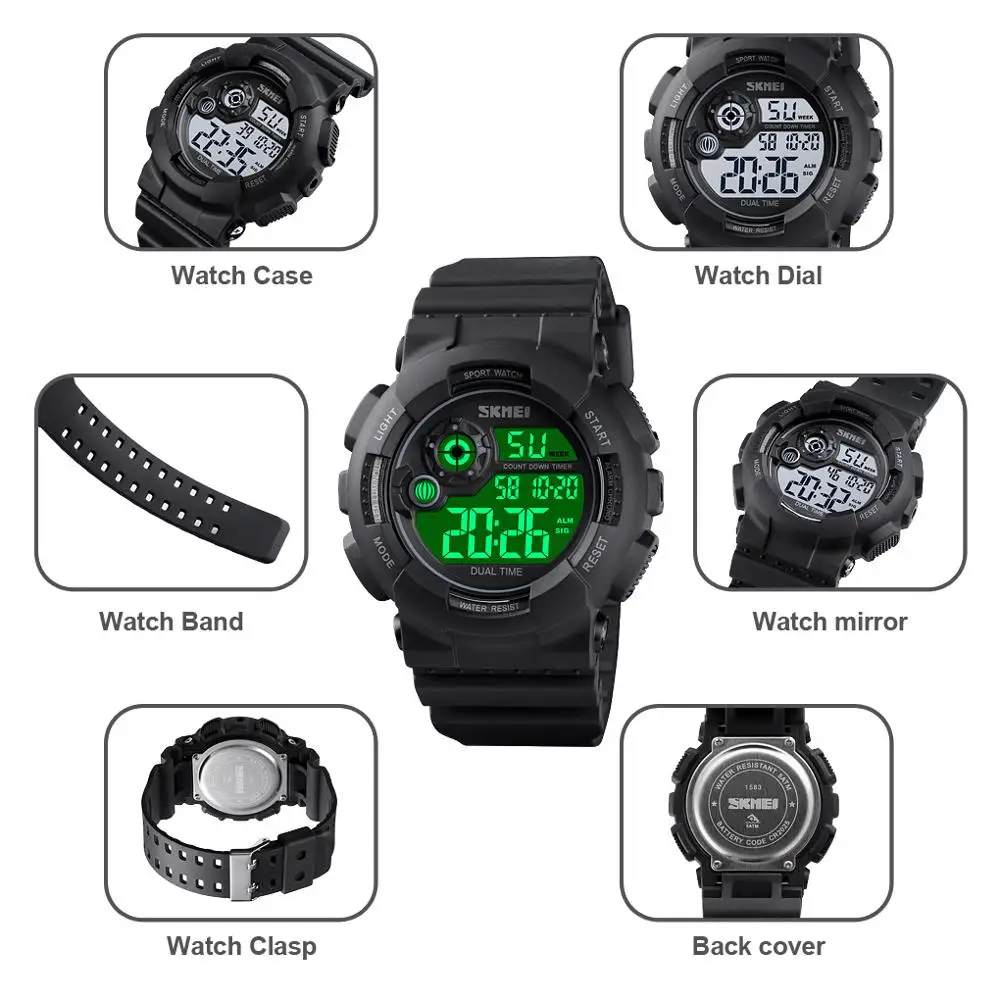 SKMEI Luxury Military Sports Watches Waterproof LED Men Digital Watch S Shock Outdoor Electronic Watch Men Relogios Masculino