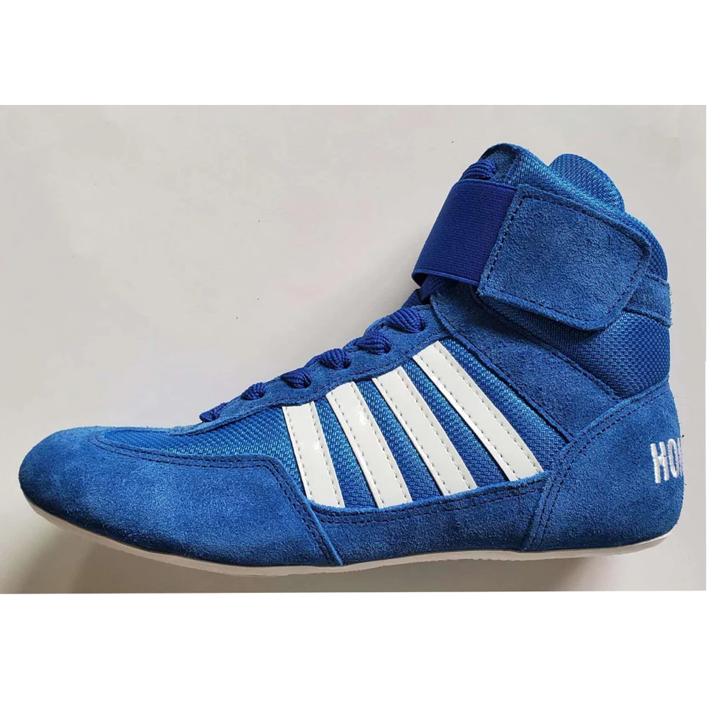 SINOBUDO-zapatos de lucha libre para hombre, botas de entrenamiento con suela de goma, cordones, S003