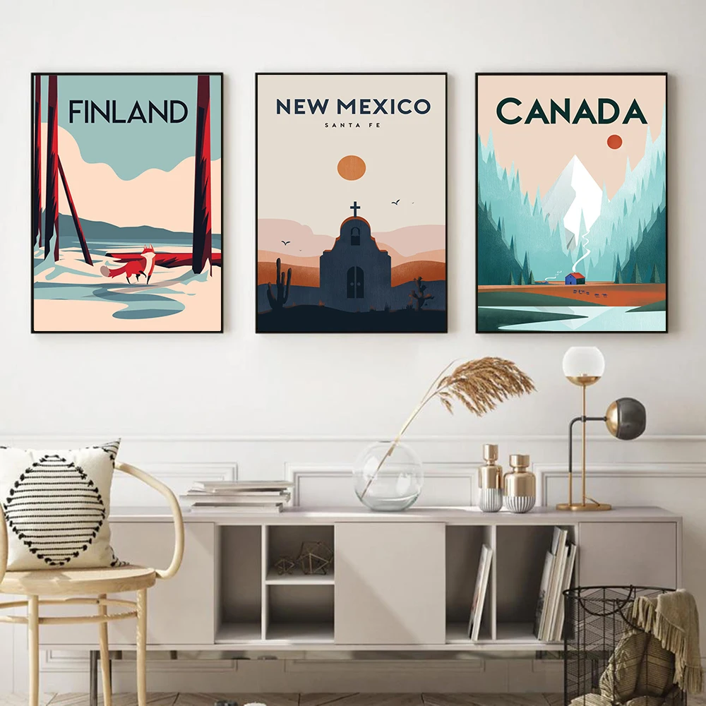 Nordic World Famous Travel Location Art Poster Peru Malta Finland Barcelona Mural Canvas Painting Modern Home Decor Living Room