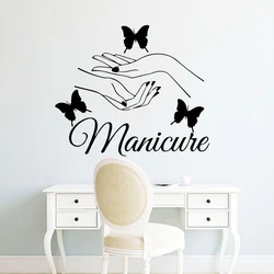 Beauty Nail Salon Wall Sticker Manicure Wall Decals Butterfly Hands Room Salon Decoration Girls Bedroom Decor Vinyl Art Murals