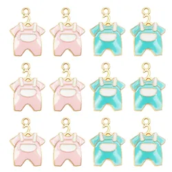 10pcs Cute Enamel Charms Baby Shower Children's Wear Bracelet Necklace Pendant Pink Blue Women Decor DIY Jewelry Accessory