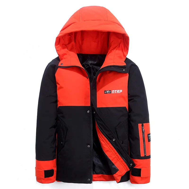 Moda masculina novo inverno parka gola de pato para baixo jaqueta masculino parka cor correspondência casaco quente homem casual parque roupas juventude