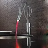 LED 조명 트윈닝 파이프 디자인 욕실 수도꼭지 데크 마운트, 단일 핸들, 패션 분지 물 믹서 탭, 단단한 황동, 짧고 키가 큰 4