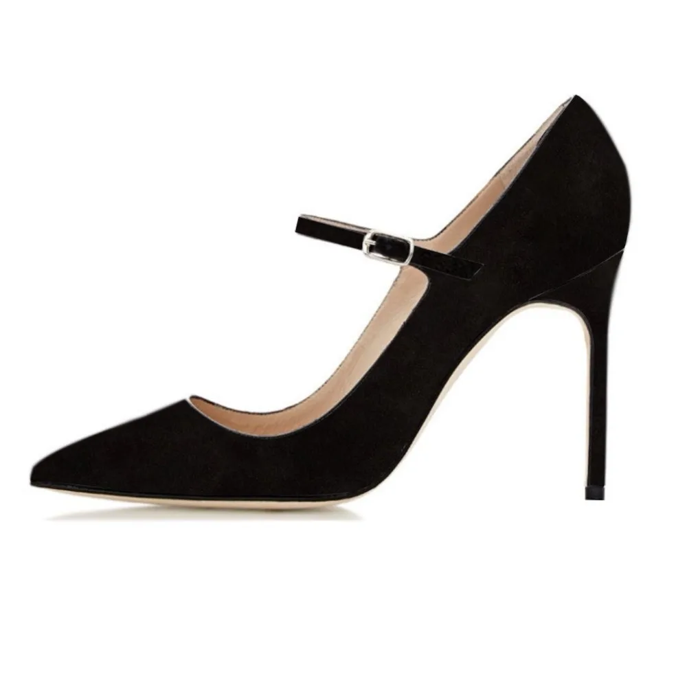 LOVIRS Women\'s Pointed Toe Mary Jane Pumps High Heel Ankle Strap Buckle Closure Dress Office Shoes plus Size US5-15 10cm