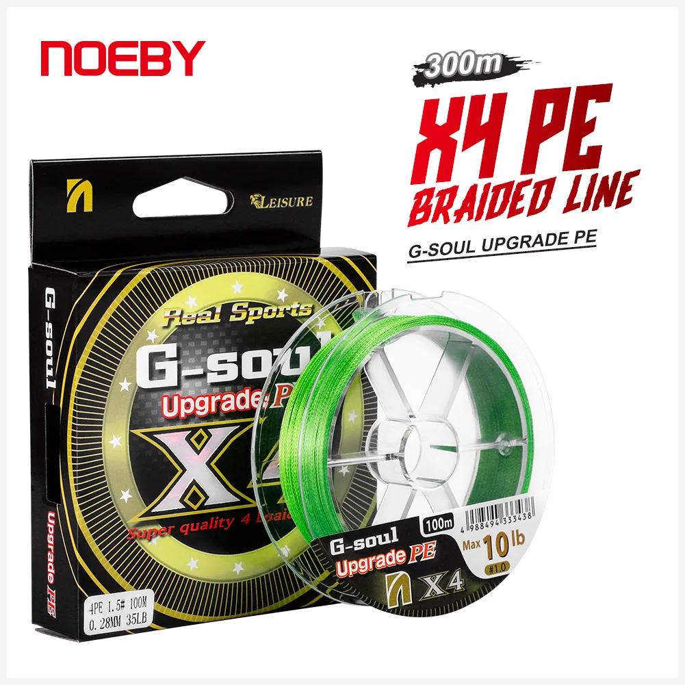 Noeby-Braided Multifilament PE Wire for Saltwater Fishing Tackle, Strong and Durable, 8-80lb, 300m, 0.16-0.3mm, X4