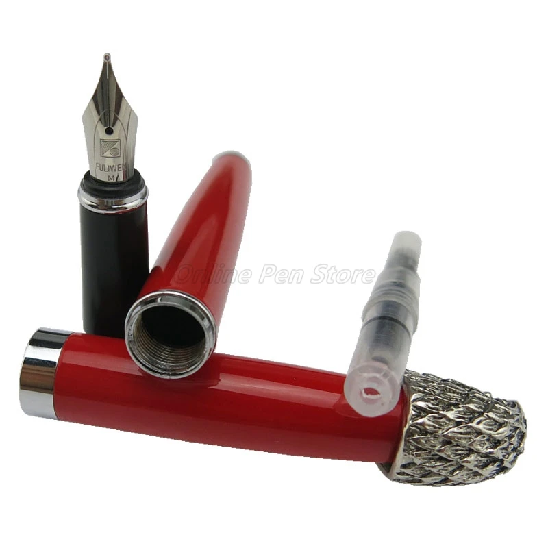 Imagem -03 - Fuliwen Metal Vermelho Coruja Águia Cabeça Clipe Caneta Fonte Broad Nib 0.7 mm Profissional Artigos de Papelaria Suprimentos Ferramenta Escrita Presente