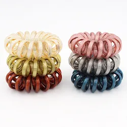 3pcs Pretty Glitter Thick Telephone Wire Elastic Hair Band Shiny Spiral Cord Stretch Rubber Band to Hold Heavy Hair in Place