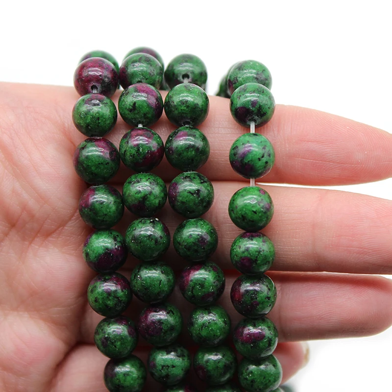 Natural Green Zoisite Tourmaline Stone Round Spacer Beads For Jewelry Making DIY Bracelet Necklace 15\'\' Loose Beads  4-12mm