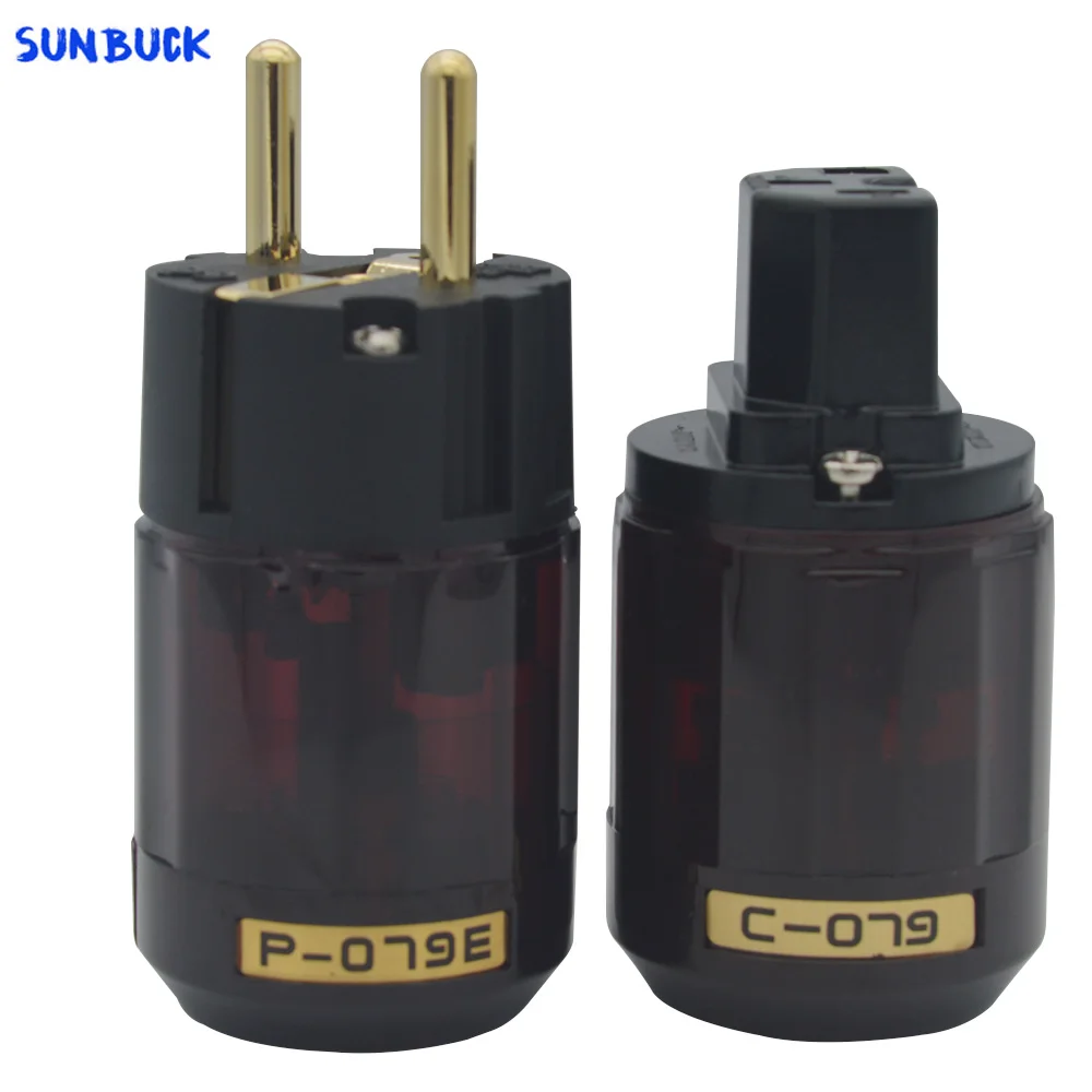 Sunbuck Hi end P029 P-079E c079 24k gold Plated ac Power Plug Power Cable Cable Audio diy Power Connector