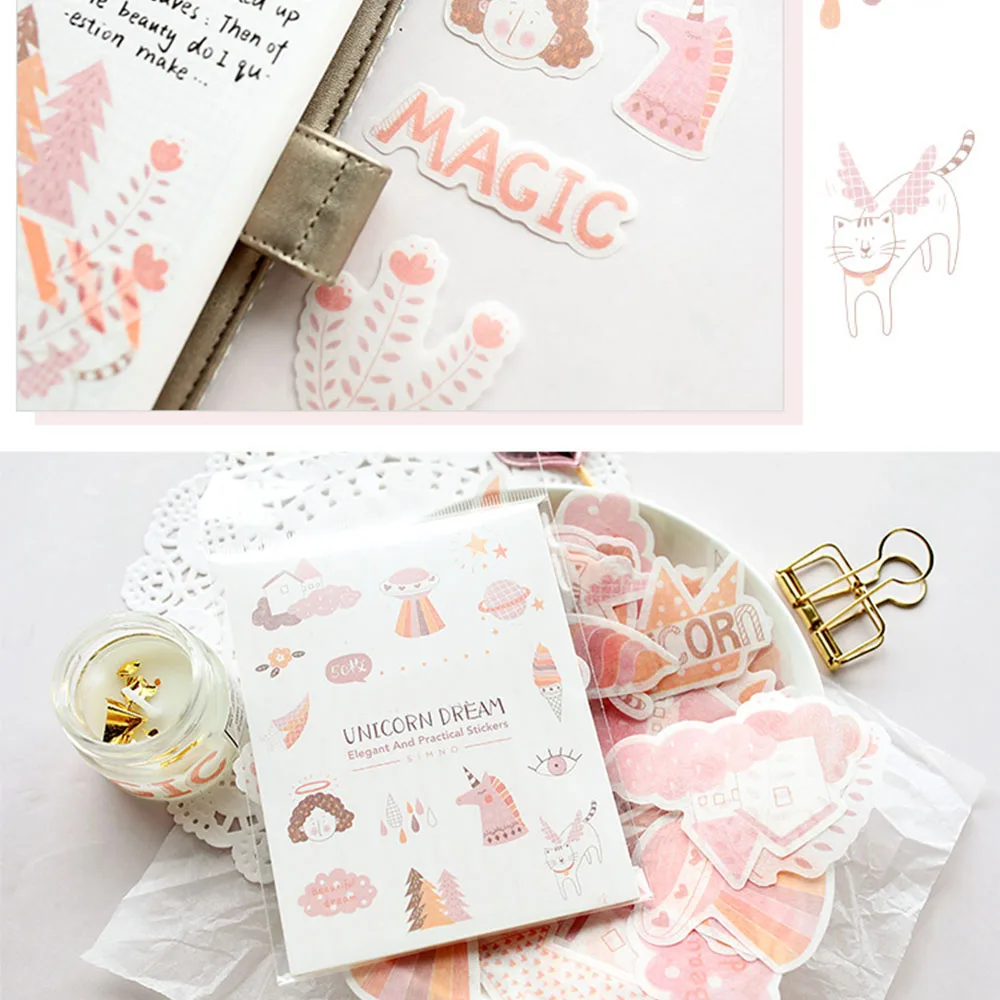 100 Sheets Cute Washi Stickers Unicorn Dream Kawaii Picnic Decoration Label For Journal Planner Scrapbooking Album Diary PA005