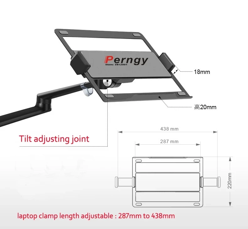 OL-3L Nhôm Bạc Công Thái Học 10 "-17" Bàn Laptop Đứng 32 "Để Bàn Chân Đế Máy Tính Đầy Đủ motion Cột Thanh